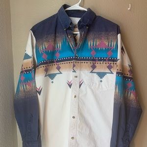 Vintage Mens Medium Express Rider Western / South Western style button up shirt.